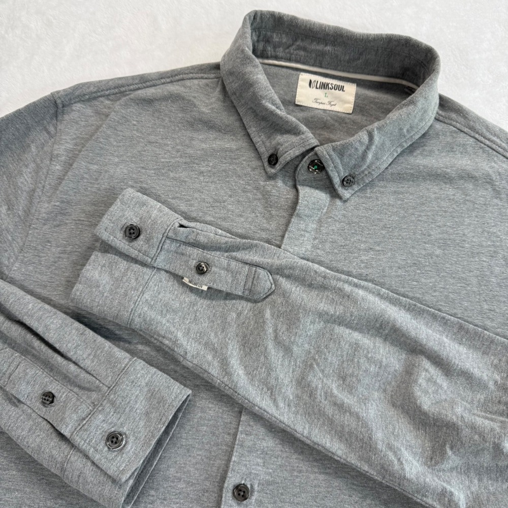 Linksoul Tempus Fugit Gray Long Sleeve Button Down Shirt Mens Size L‎